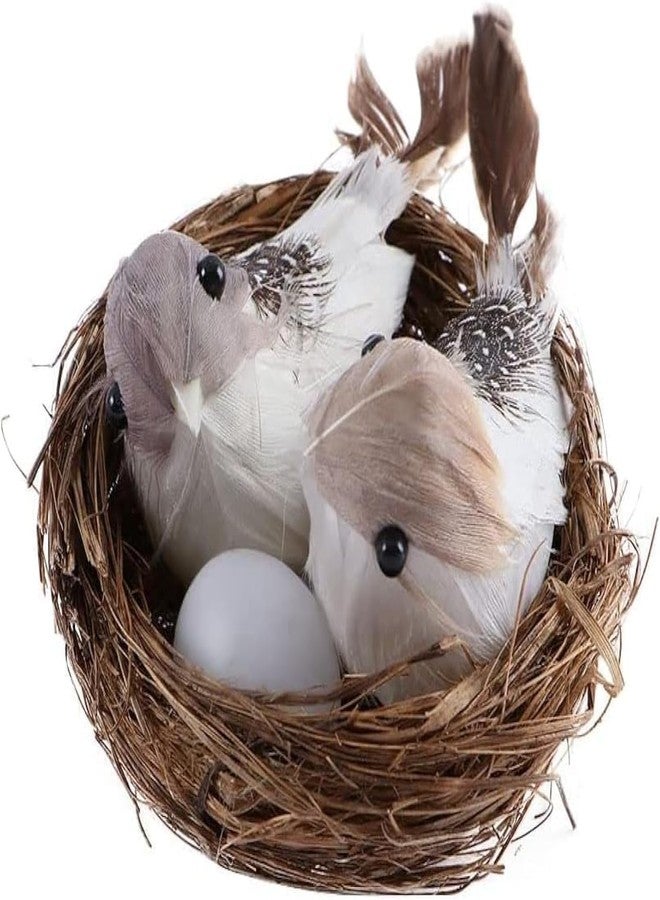 DPWOUM 2Pcs Simulation Bird Nest with Bird and Eggs Decor,Fake Foam Feather Birds,Artificial Birds,for DIY Craft Tree Decoration Artificial Plants and Flowers,Home Decor for Garden Yard Home Party Easter - Image 2